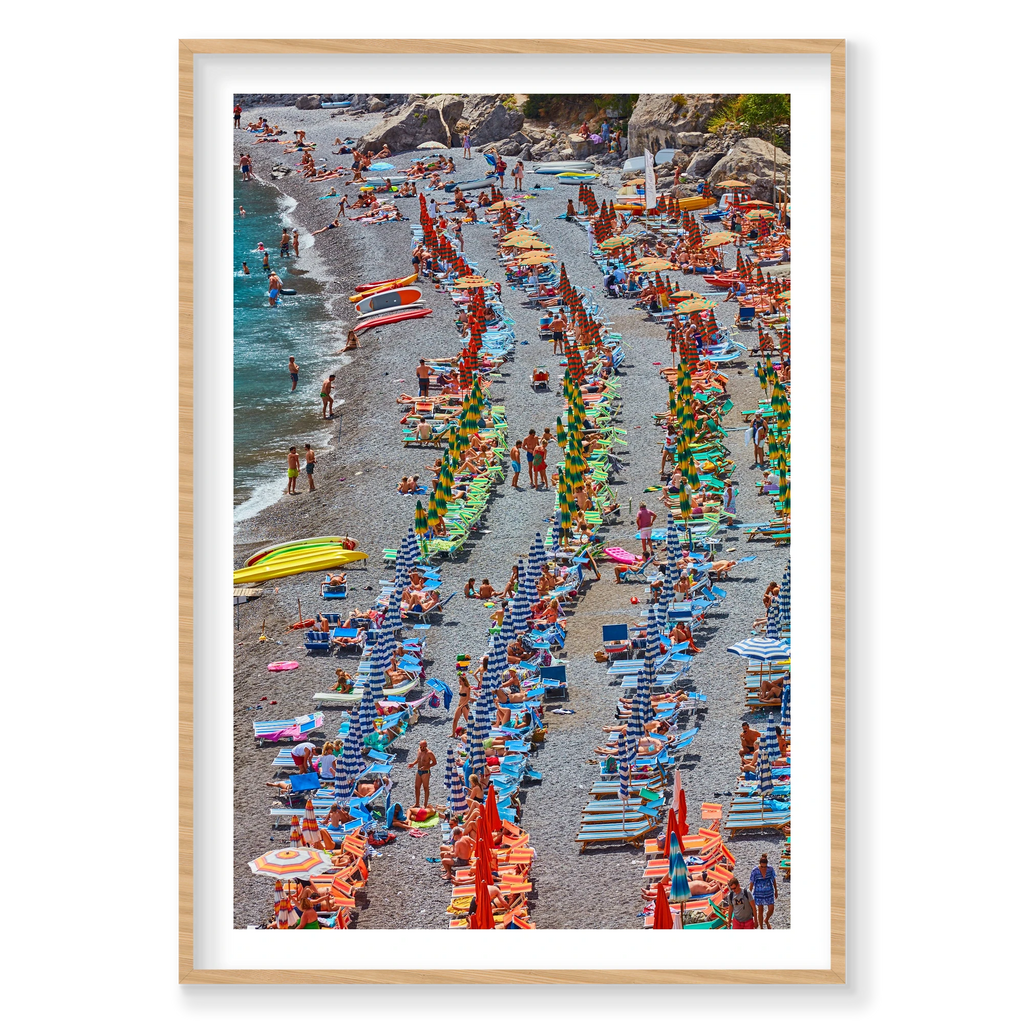 Fornillo Beach, Amalfi Coast, Vertical Print, natural Victorian Ash frame