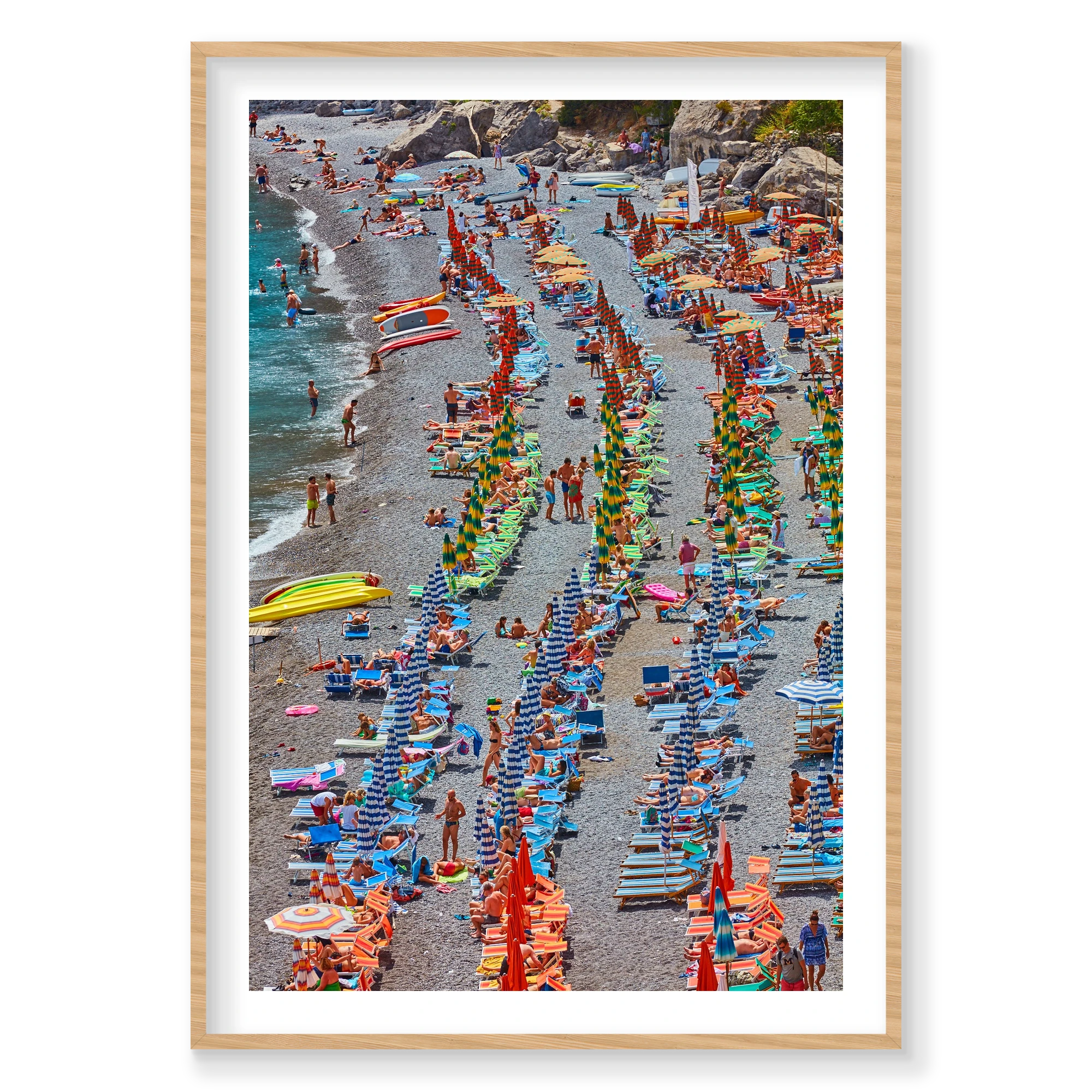 Fornillo Beach, Amalfi Coast, Vertical Print, natural Victorian Ash frame