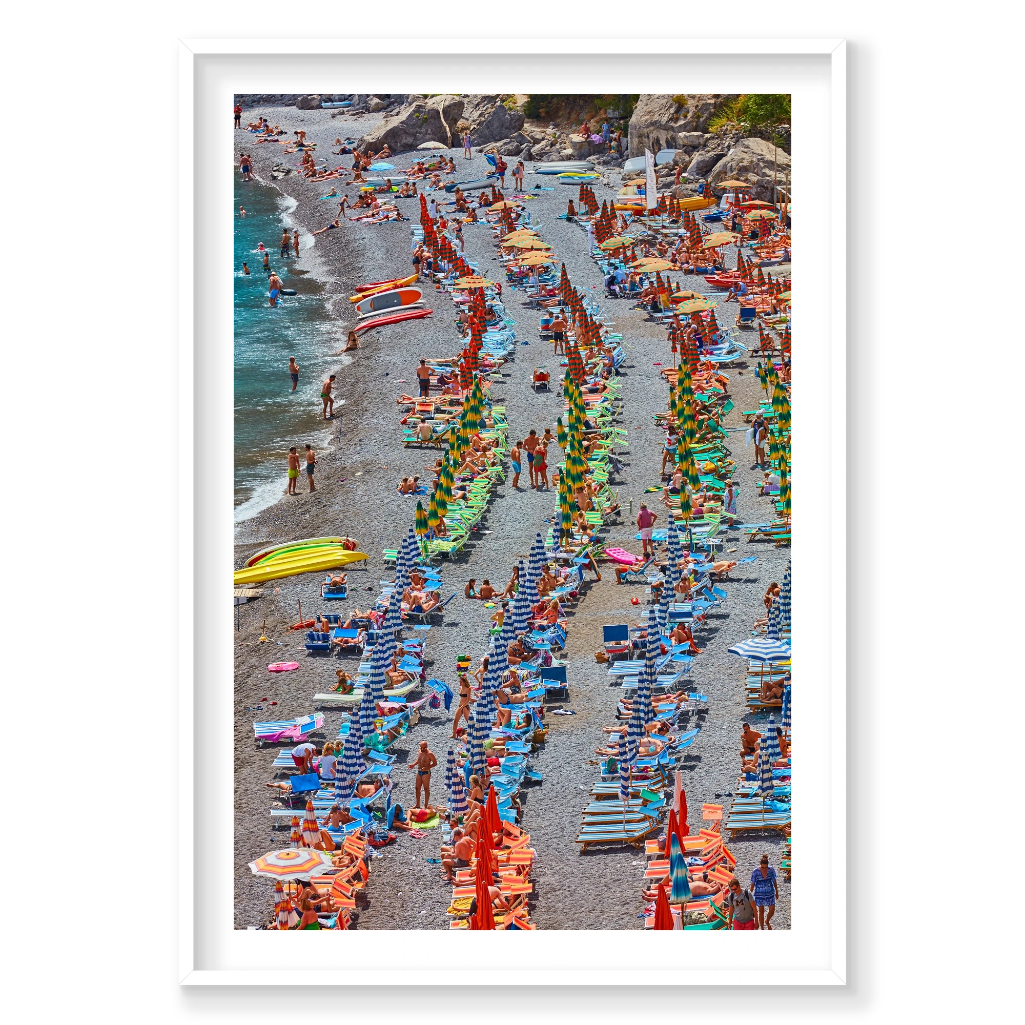 Fornillo Beach, Amalfi Coast, Vertical Print, white Victorian Ash frame
