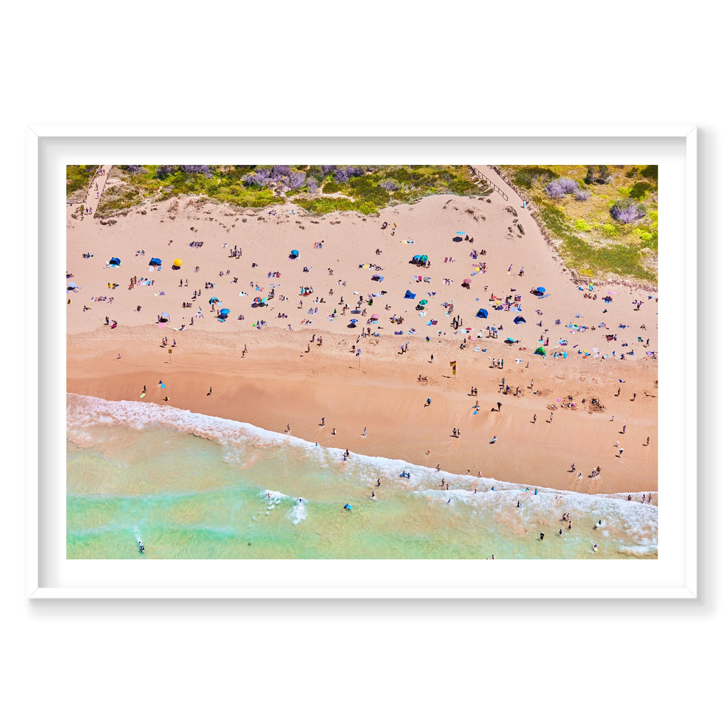 Freshwater Beach, Horizontal Print, white Victorian Ash frame