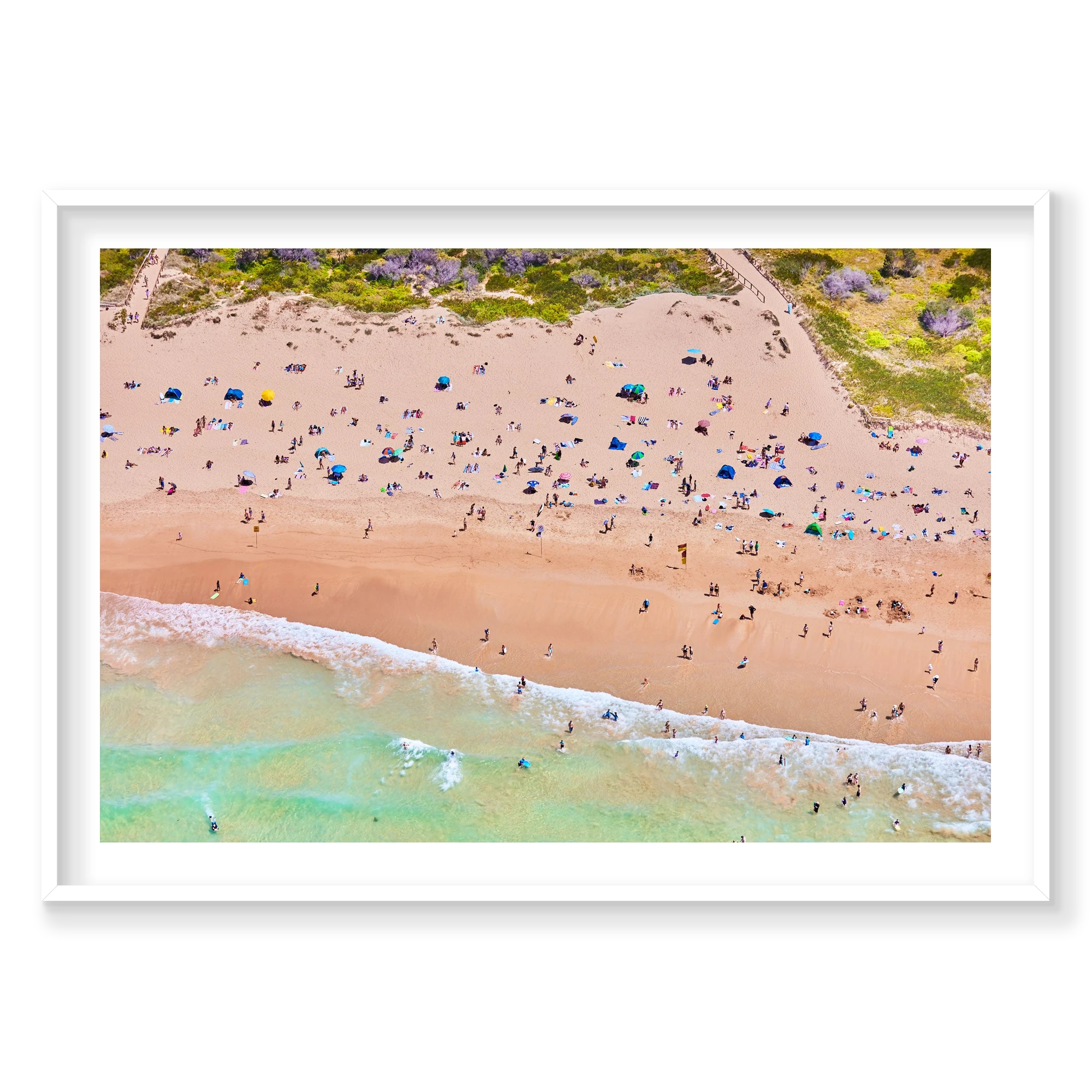 Freshwater Beach, Horizontal Print, white Victorian Ash frame
