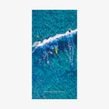 Aerial view of Freshwater Beach NSW with surfers and waves,quick-dry beach towel by Remy Gerega