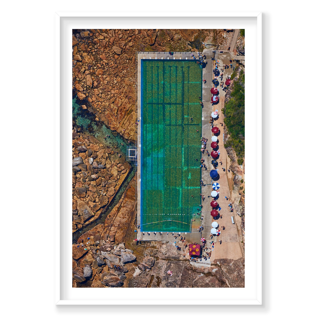 Freshwater Pool, Vertical Print, white Victorian Ash frame