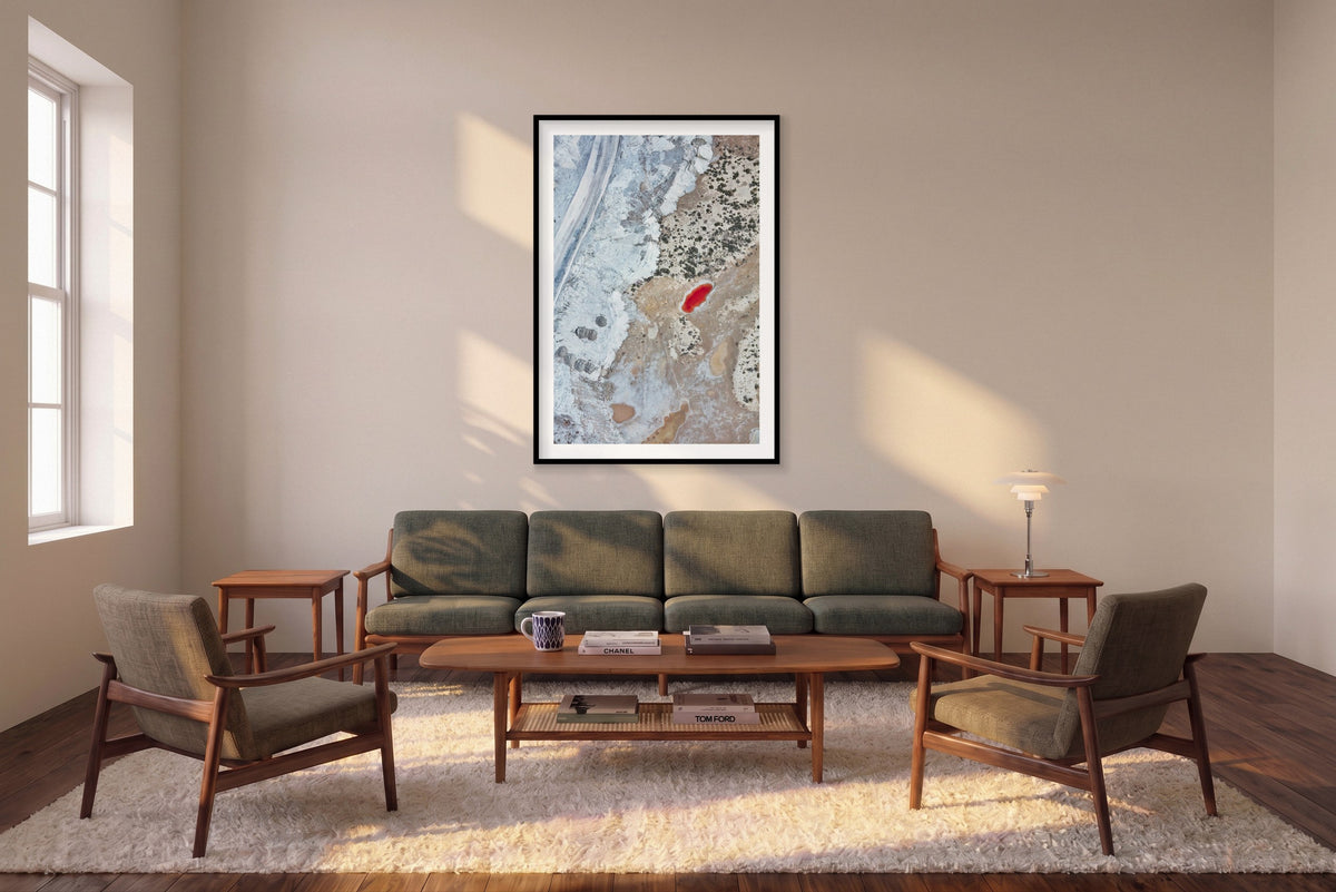Gemstone, Great Salt Lake, Portrait Print shown framed in a living room