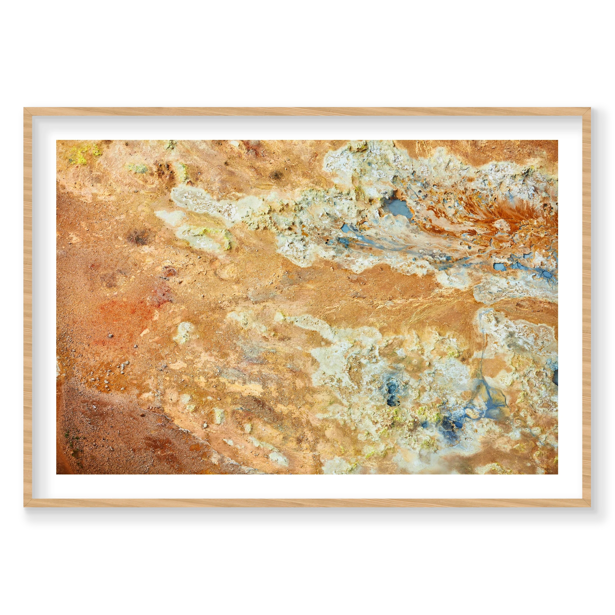 Geothermal, Iceland, Horizontal Print, natural Victorian Ash frame
