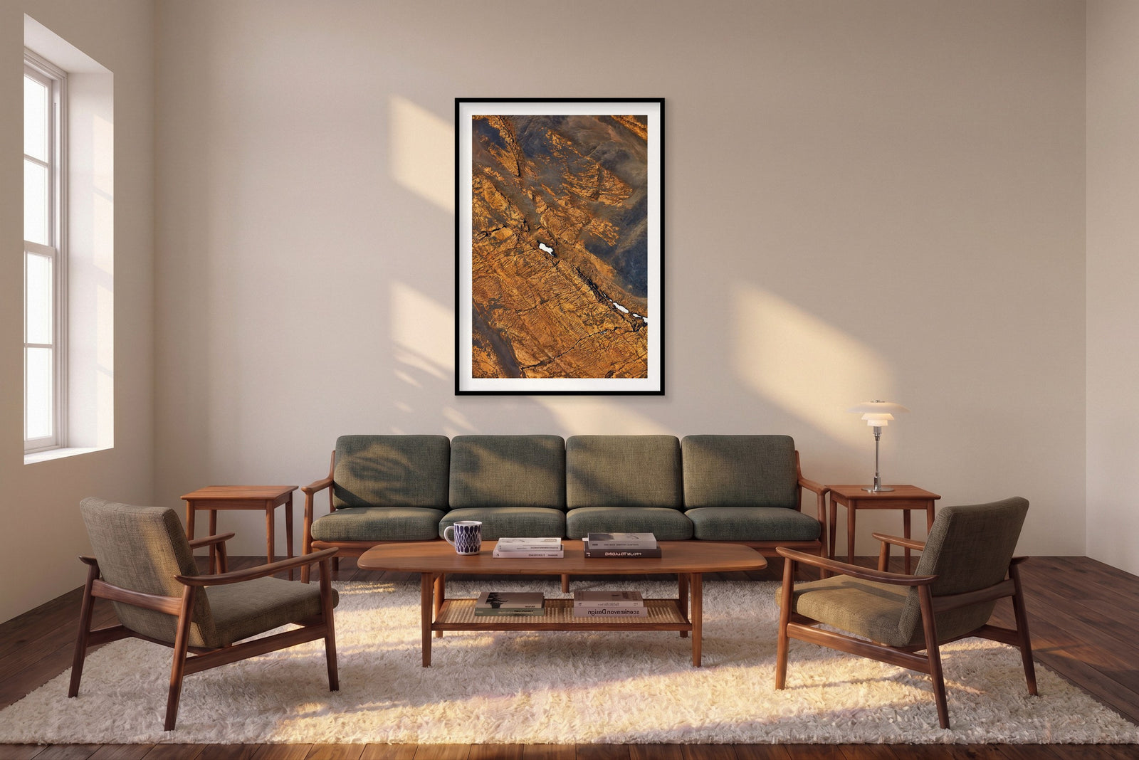 Golden, Iceland, Vertical Print shown framed in a living room