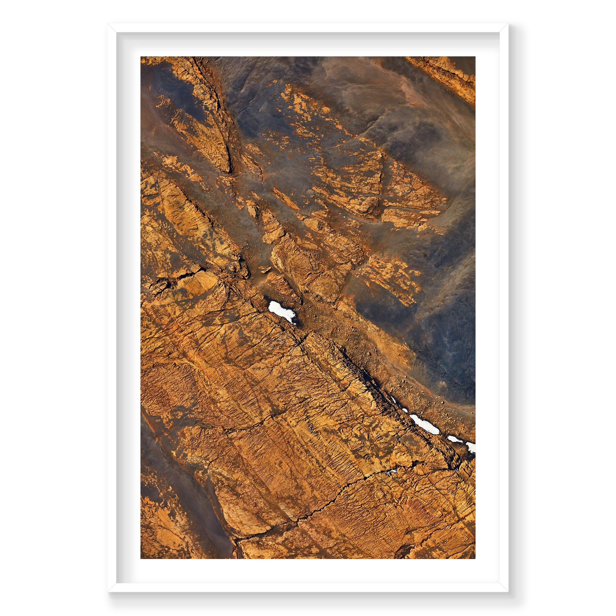 Golden, Iceland, Vertical Print, white Victorian Ash frame