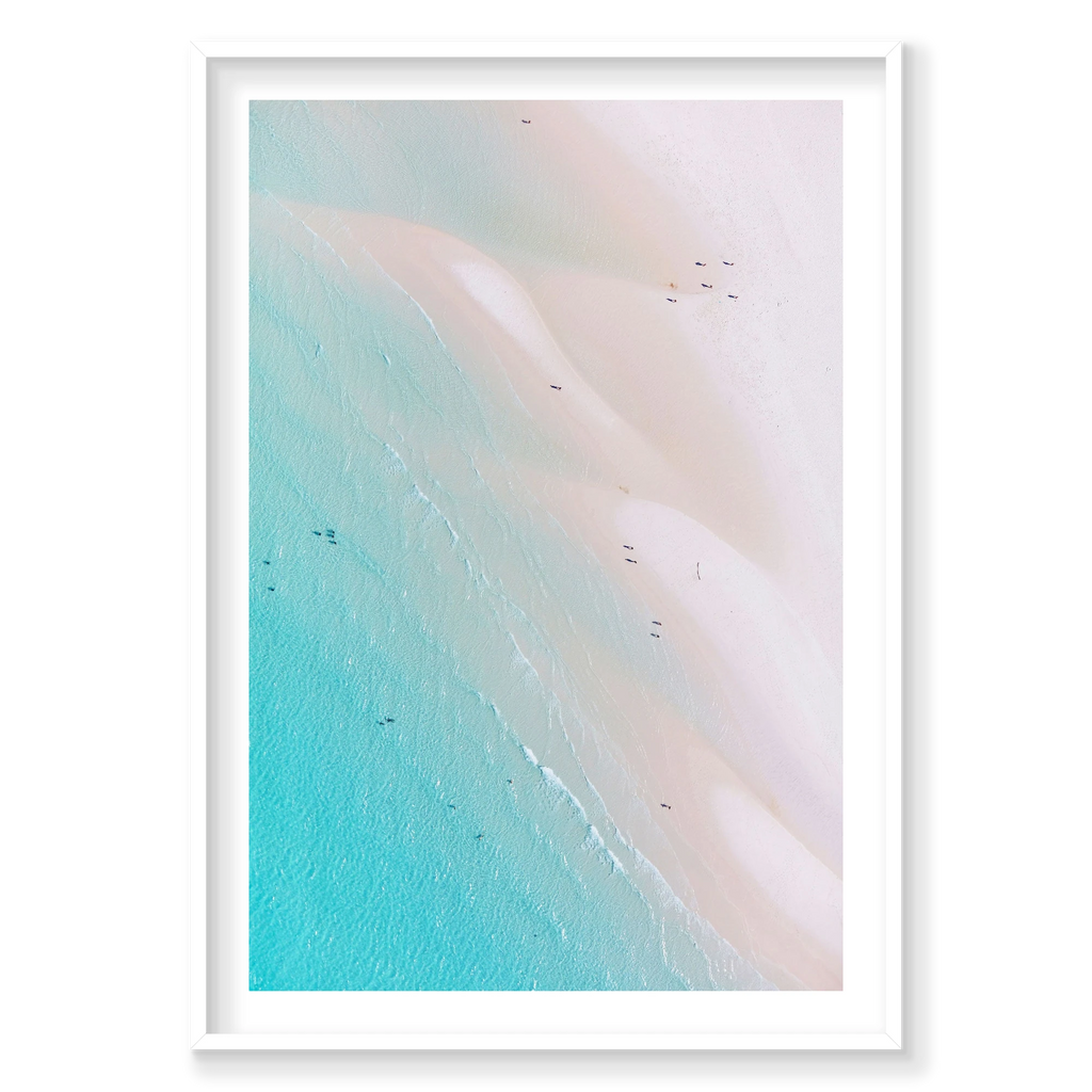 Gradient, Whitehaven Beach, Vertical Print, white Victorian Ash frame
