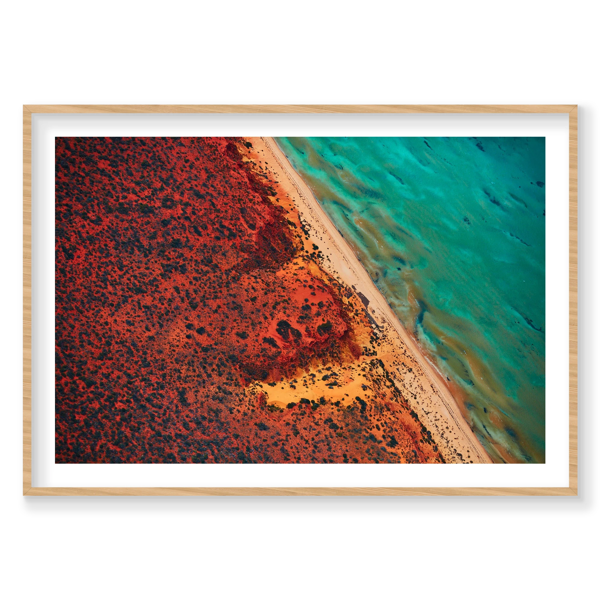Green And Blue, Shark Bay, Horizontal Print, natural Victorian Ash frame