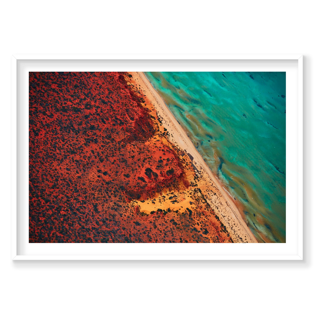 Green And Blue, Shark Bay, Horizontal Print, white Victorian Ash frame
