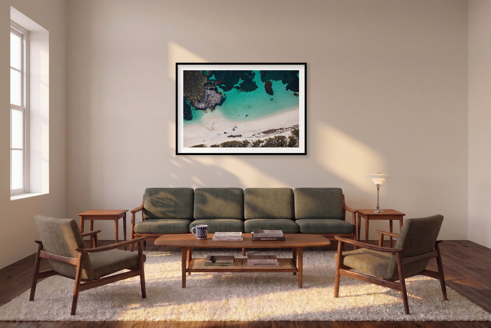 Hideaway, Rottnest Island, WA, Horizontal Print shown framed in a living room