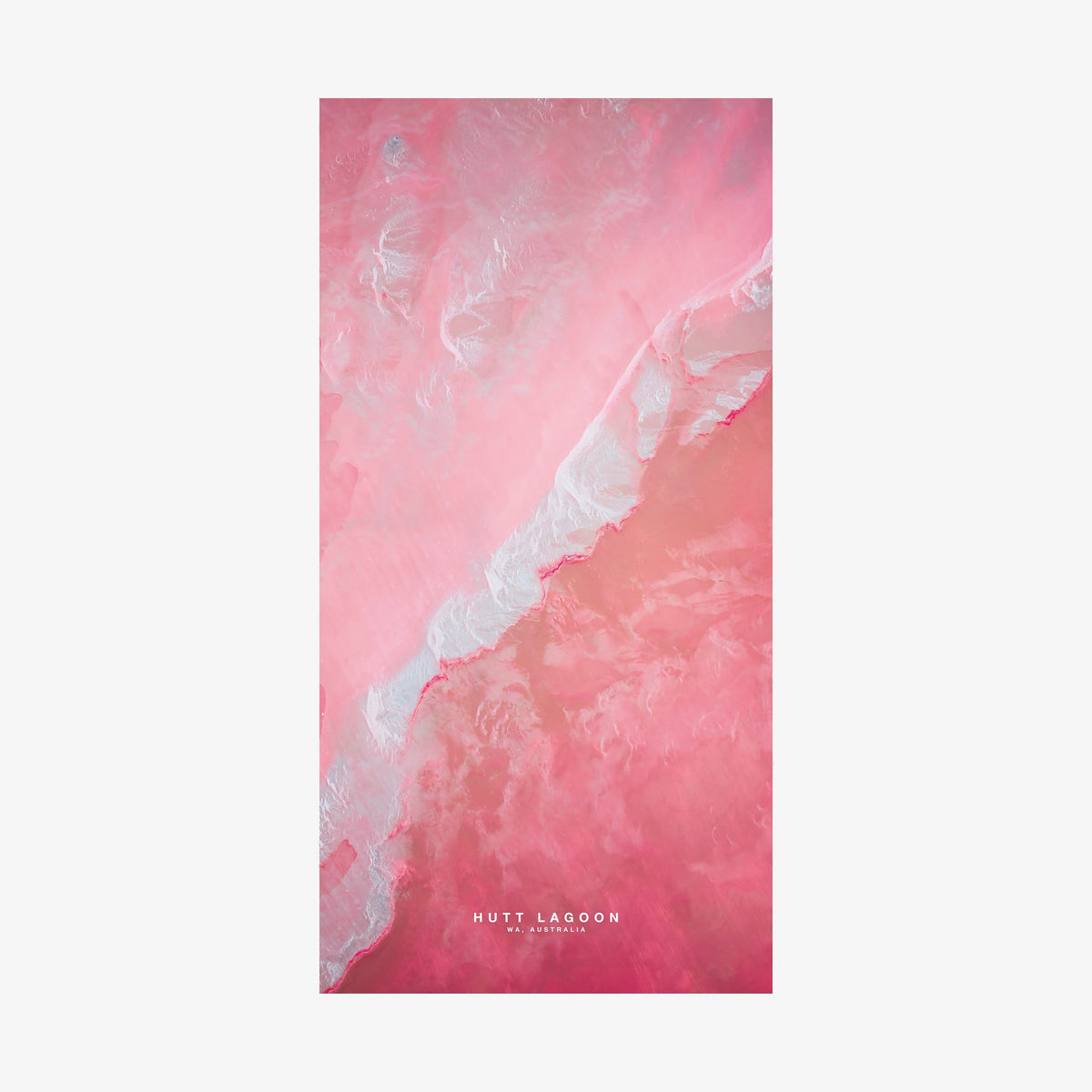 Aerial view of Hutt Lagoon's vibrant pink waters and white sandbars, Western Australia, quick-dry beach towel by Remy Gerega