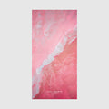 Aerial view of Hutt Lagoon's vibrant pink waters and white sandbars, Western Australia, quick-dry beach towel by Remy Gerega