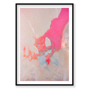Aerial view of vibrant pink and red waters at Hutt Lagoon Western Australia, photography print by Remy Gerega