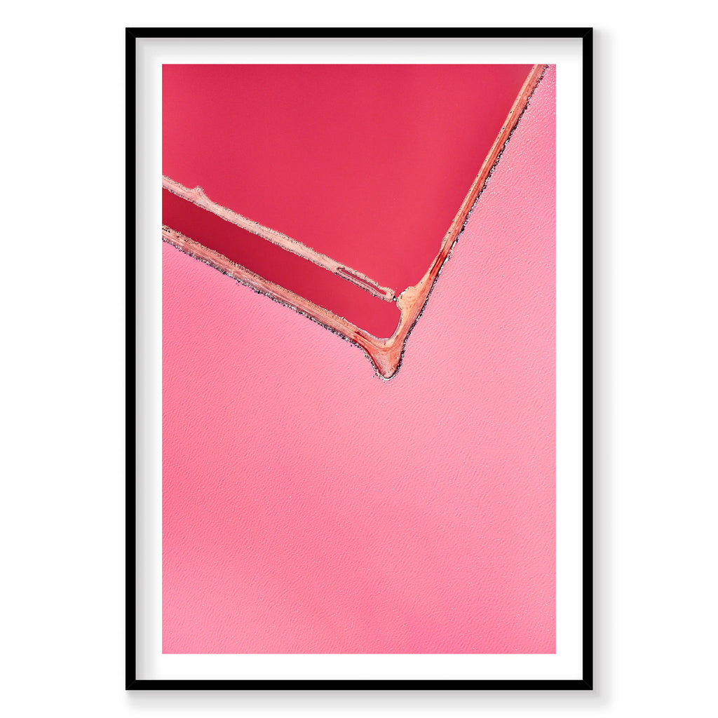 Aerial view of Hutt Lagoon pink salt lake corner detail from above, photography print by Remy Gerega