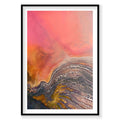 Aerial view of vibrant pink and orange Hutt Lagoon with mineral patterns, photography print by Remy Gerega