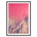 Aerial view of pink Hutt Lagoon with salt crystalline formations, Western Australia, photography print by Remy Gerega