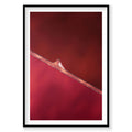 Aerial view of Hutt Lagoon's pink and red salt waters with wooden pier, photography print by Remy Gerega