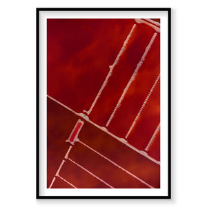 Aerial view of red salt compartments at Hutt Lagoon Western Australia from above, photography print by Remy Gerega