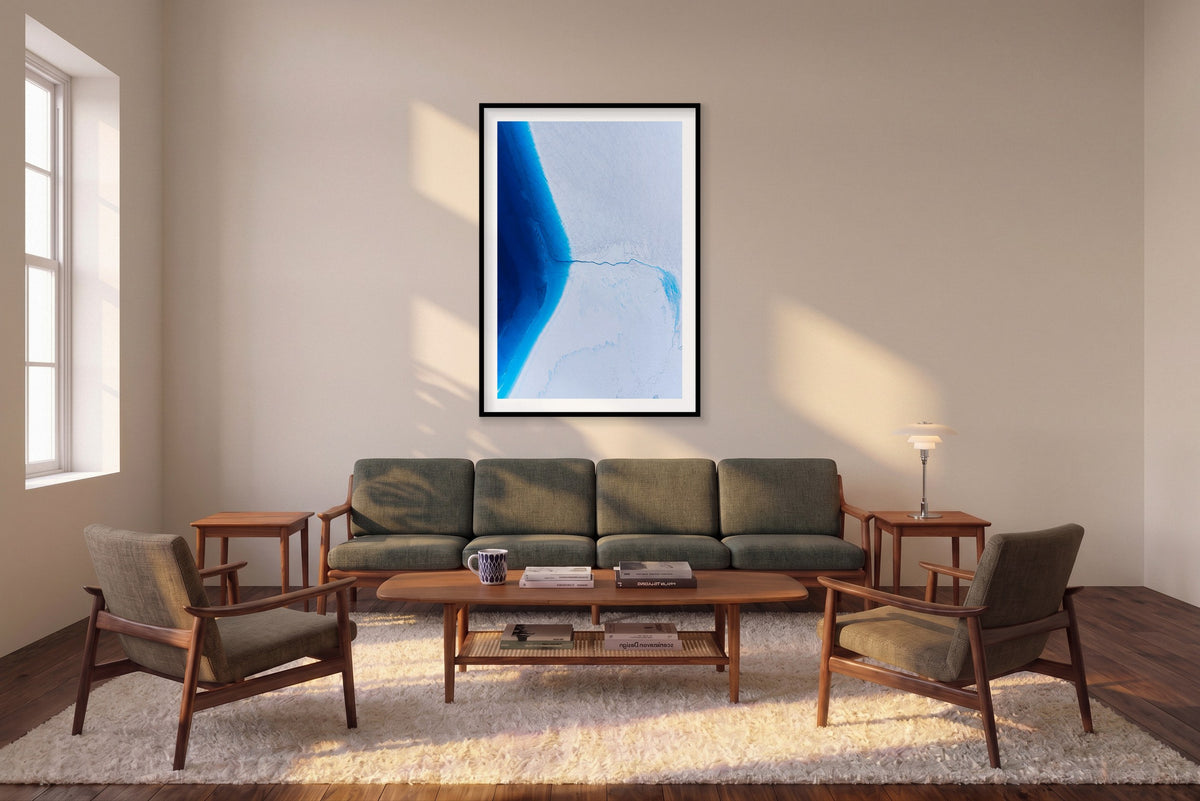 Ice Sheet, Greenland, Vertical Print shown framed in a living room