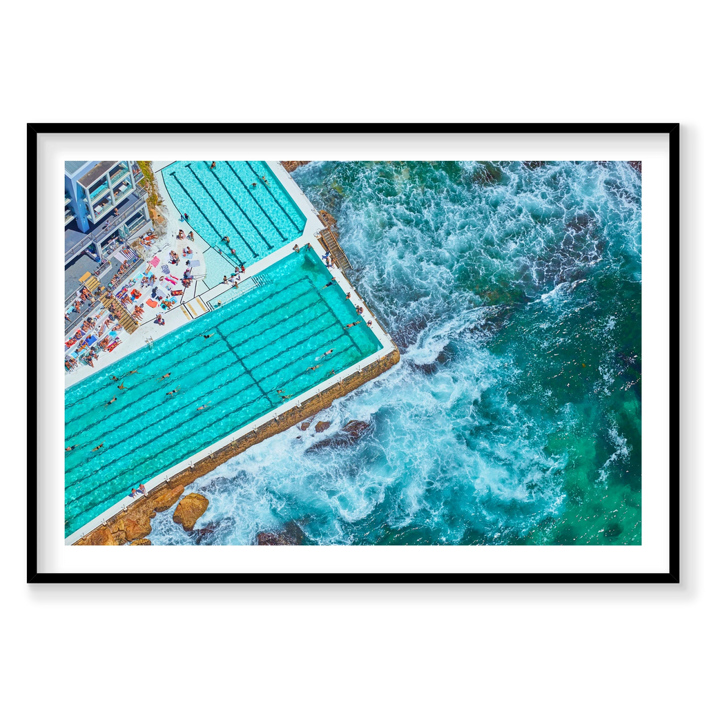 Icebergs Pool, Horizontal Print, black Victorian Ash frame