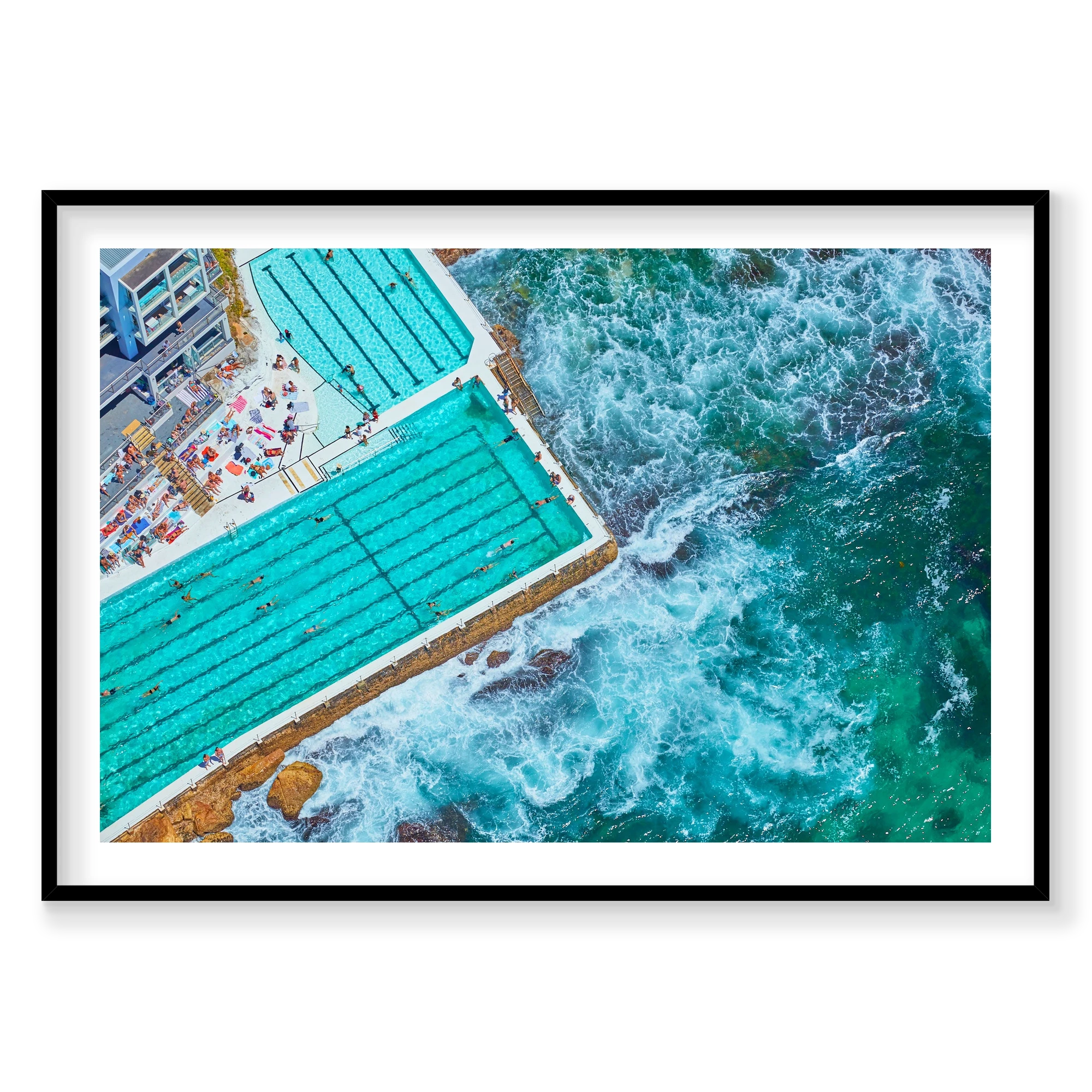 Icebergs Pool, Horizontal Print, black Victorian Ash frame