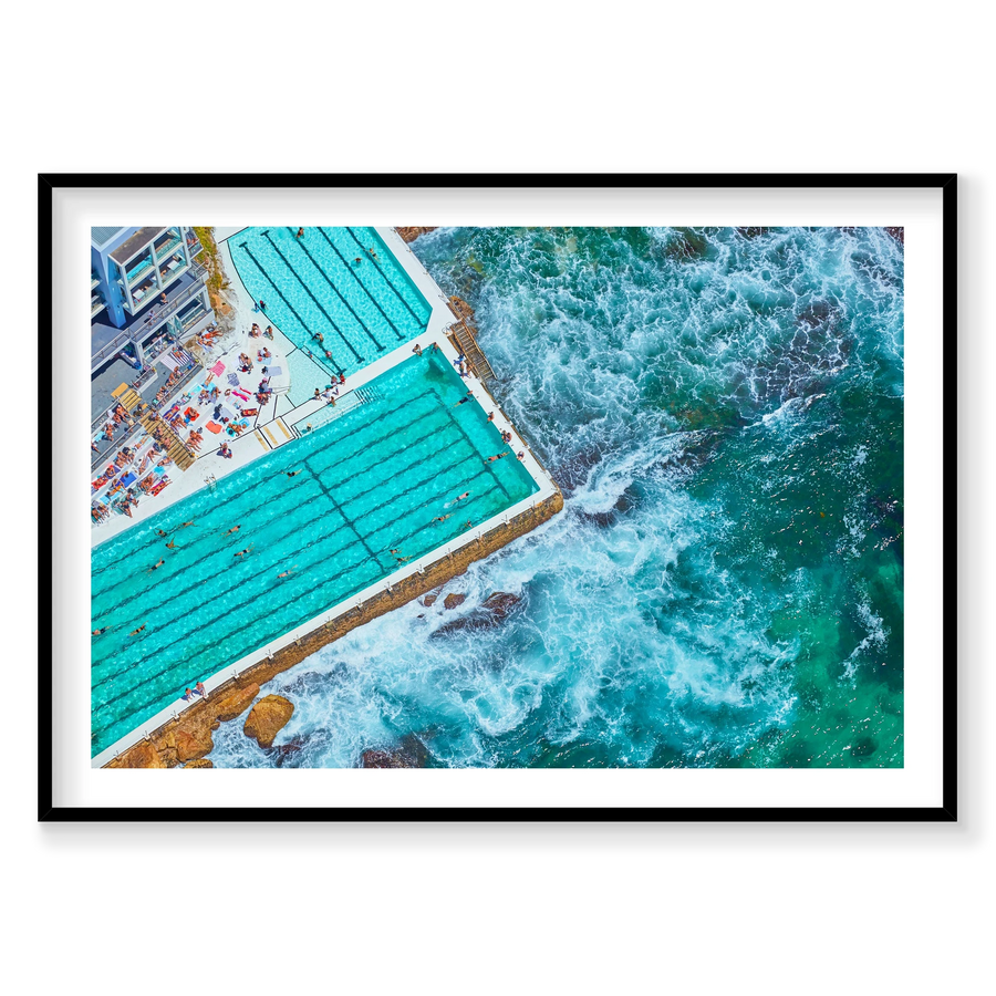 Icebergs Pool, Horizontal Print, black Victorian Ash frame