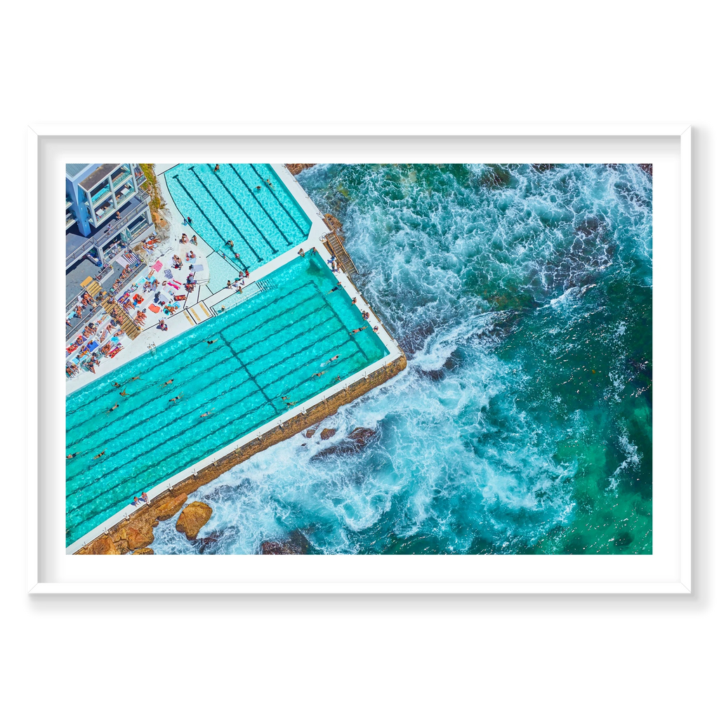 Icebergs Pool, Horizontal Print, white Victorian Ash frame