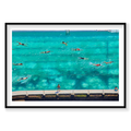 Icebergs Swimmers, Horizontal Print, black Victorian Ash frame