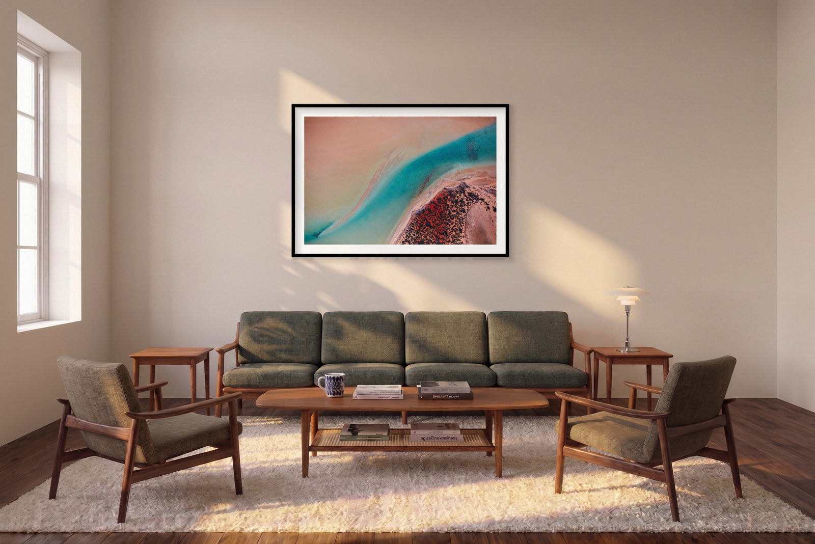Inlet, Shark Bay, Horizontal Print shown framed in a living room