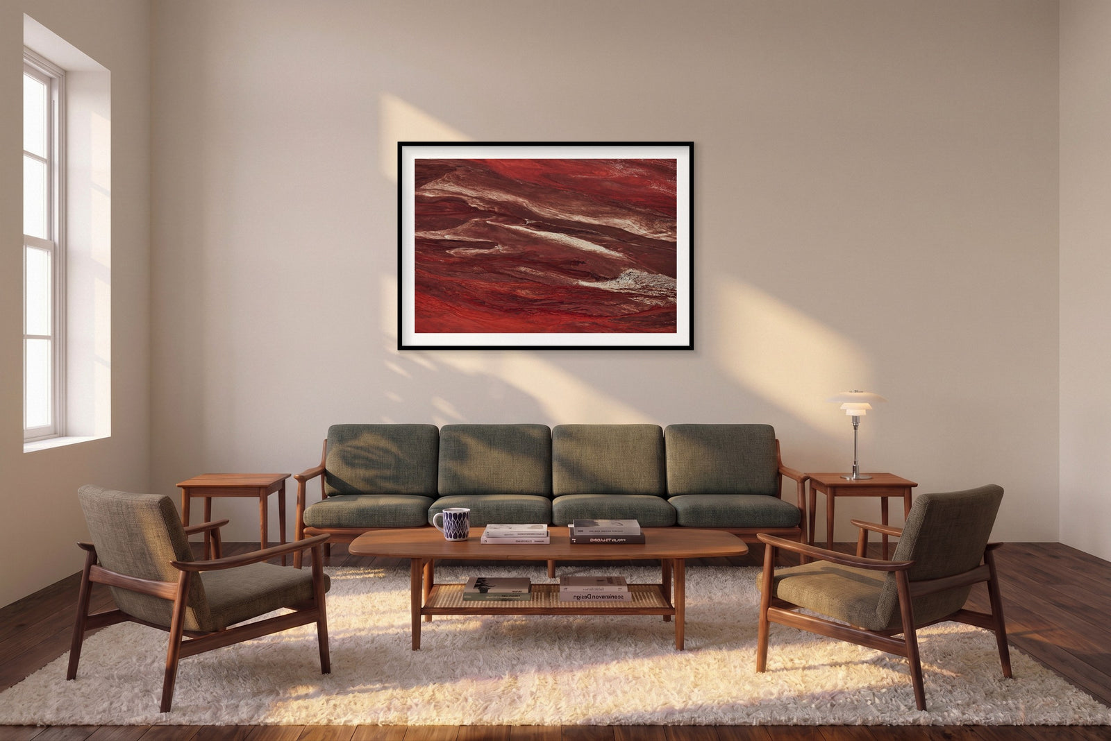 Iron Oxide, Western Australia, Horizontal Print shown framed in a living room