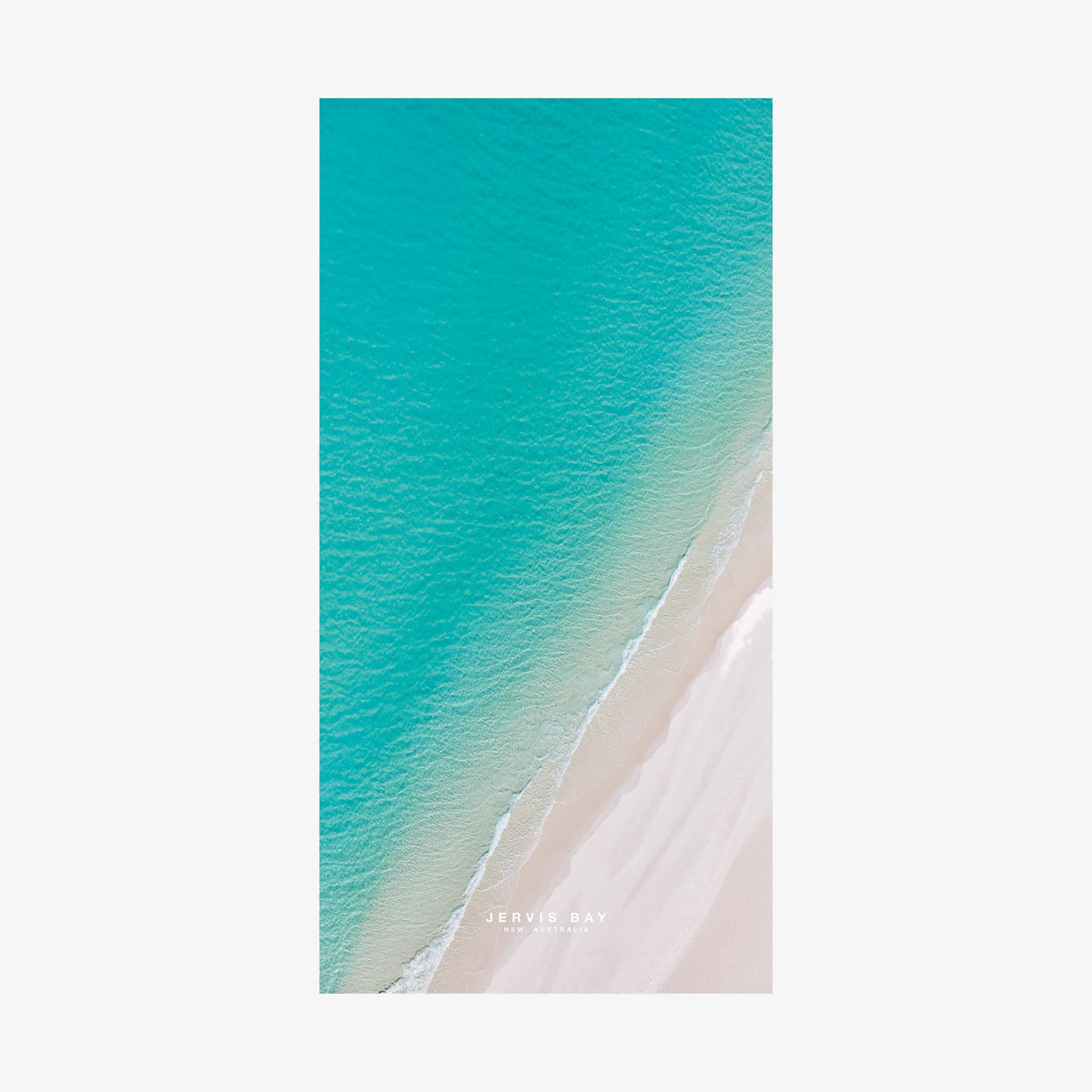 Aerial view of Jervis Bay turquoise waters and white sand beach, NSW Australia, quick-dry beach towel by Remy Gerega