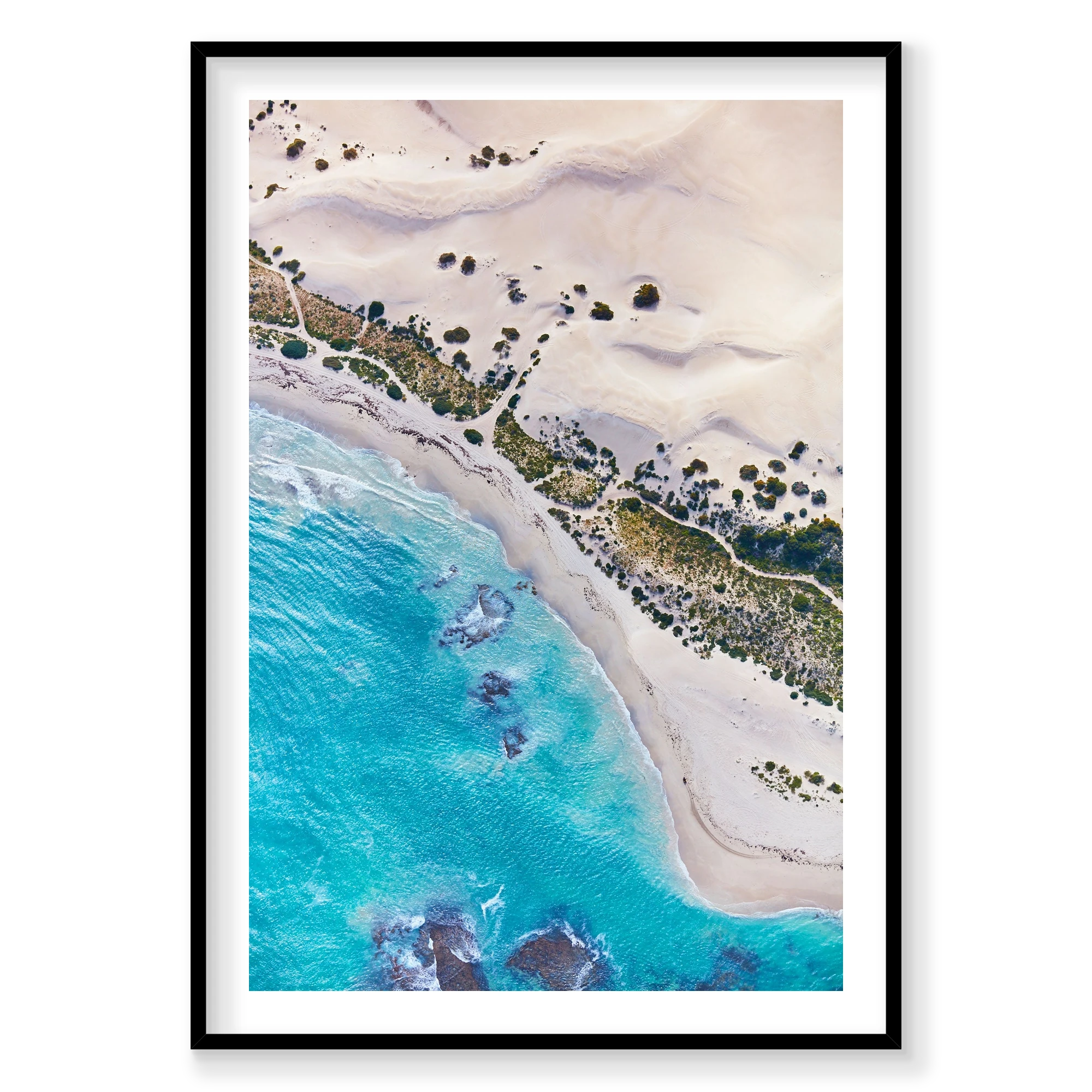 Blue Coast, Kalbarri, Vertical Print, black Victorian Ash frame