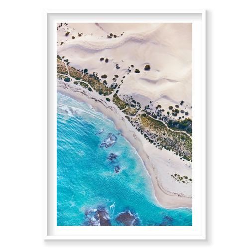 Blue Coast, Kalbarri, Vertical Print, white Victorian Ash frame