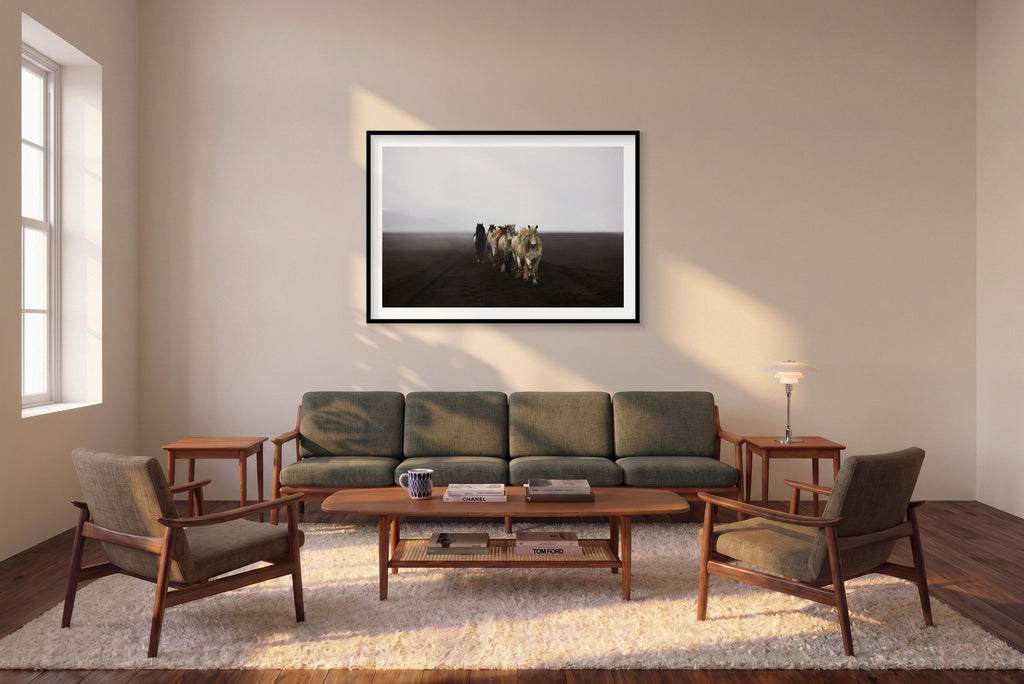 Highlands, Iceland, Horizontal Print shown framed in a living room