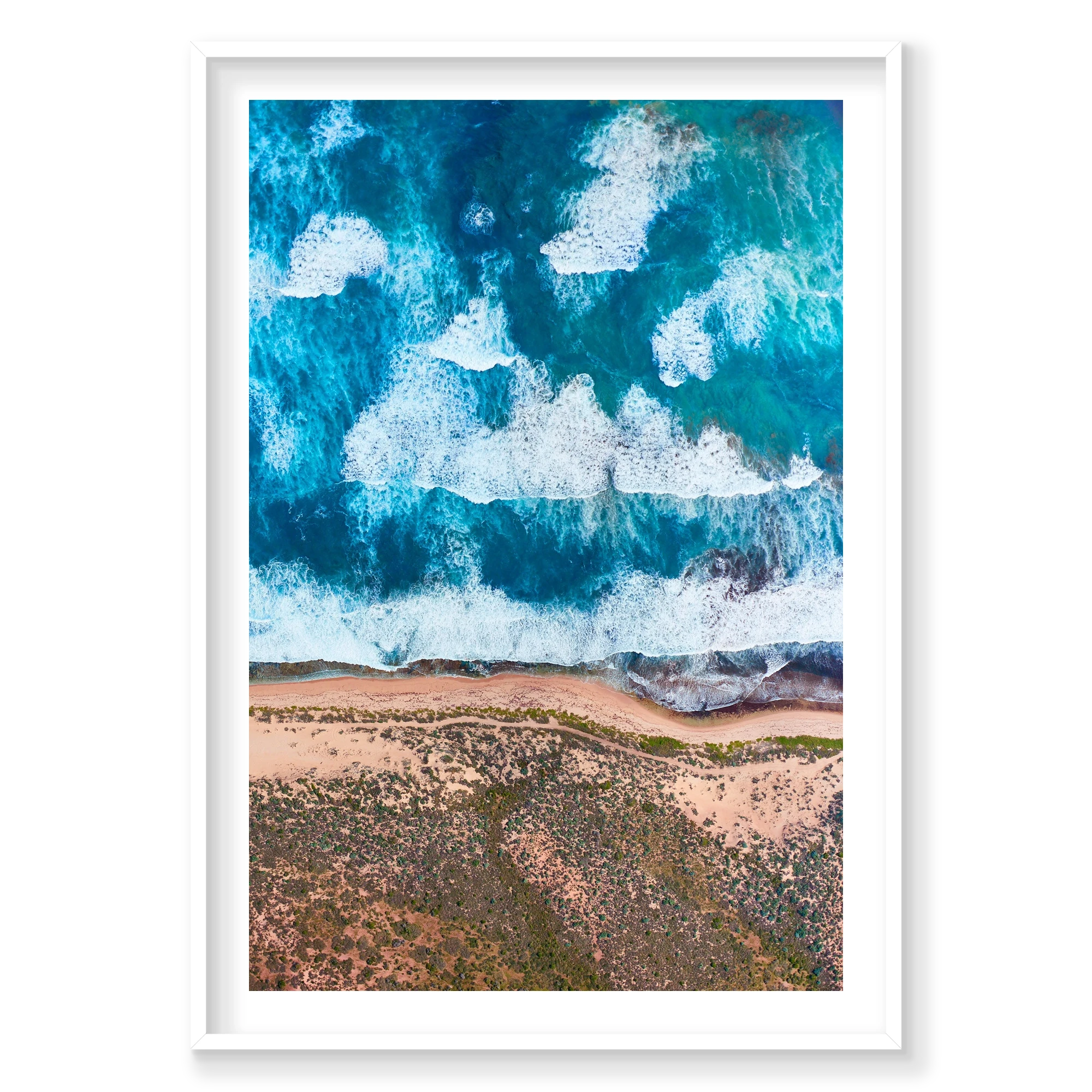 Layered, Kalbarri, Vertical Print, white Victorian Ash frame