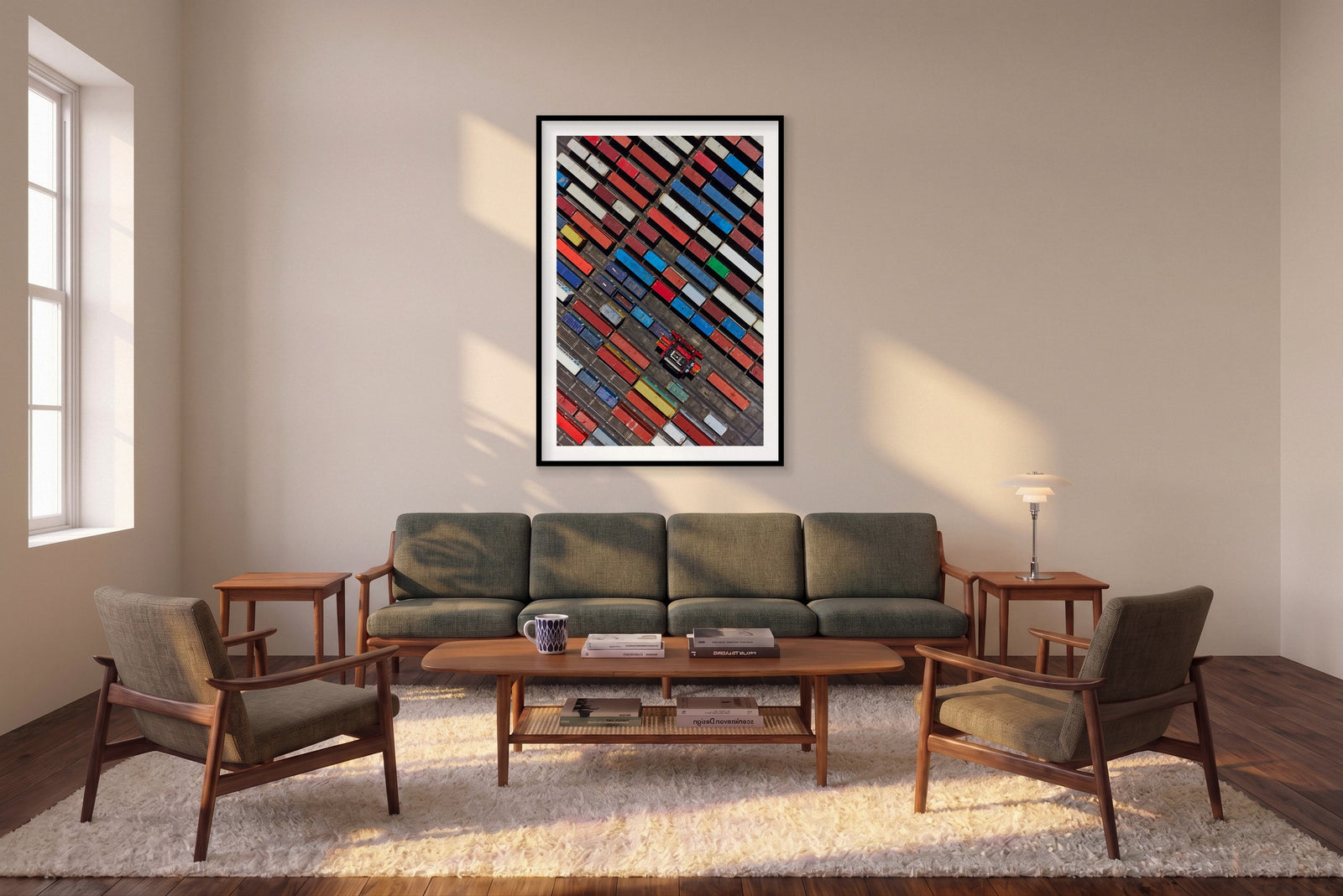 Cargo, Botany Bay, Vertical Print shown framed in a living room