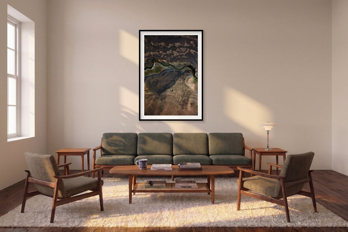 Life, Iceland, Vertical Print shown framed in a living room