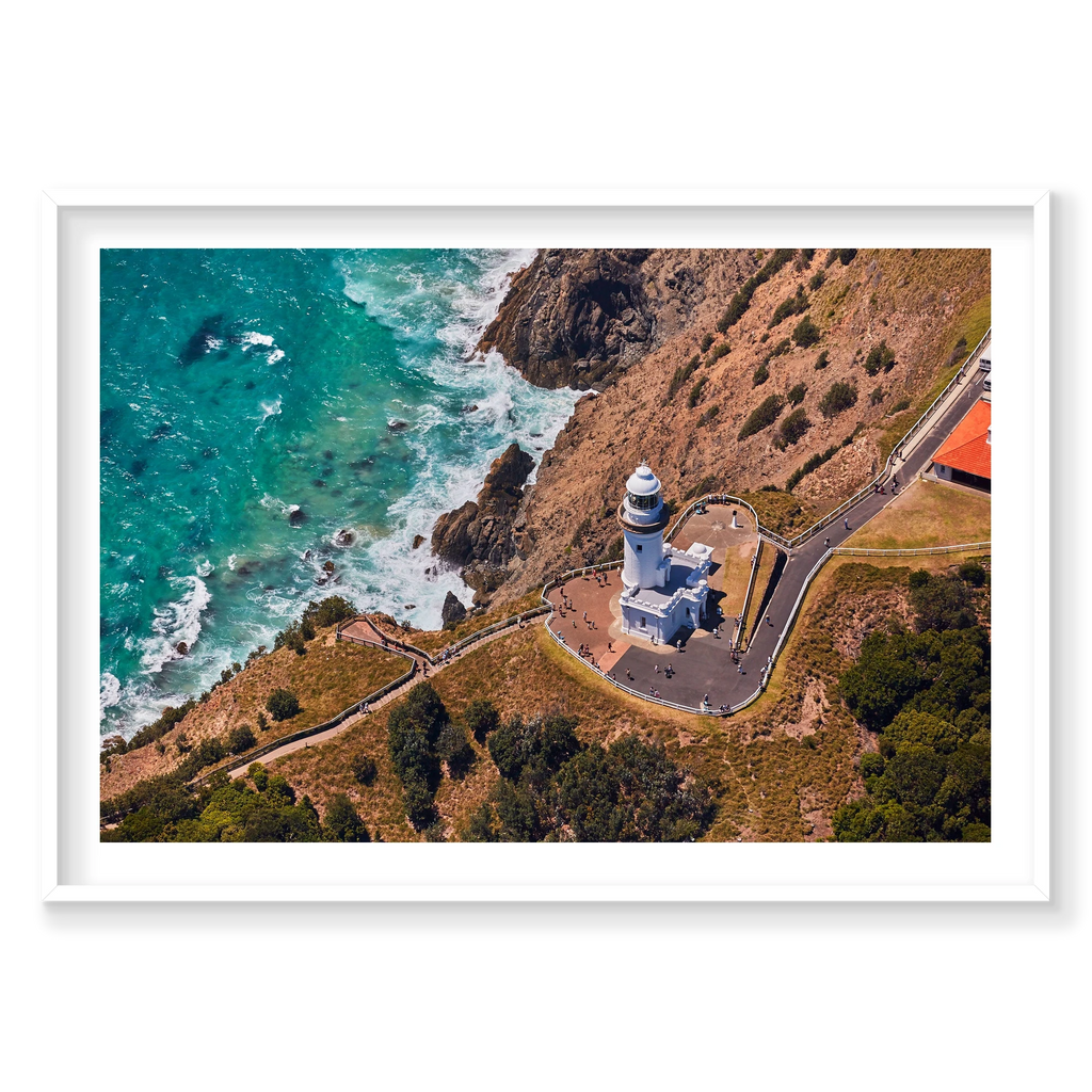 Light House, Byron Bay, Horizontal Print, white Victorian Ash frame