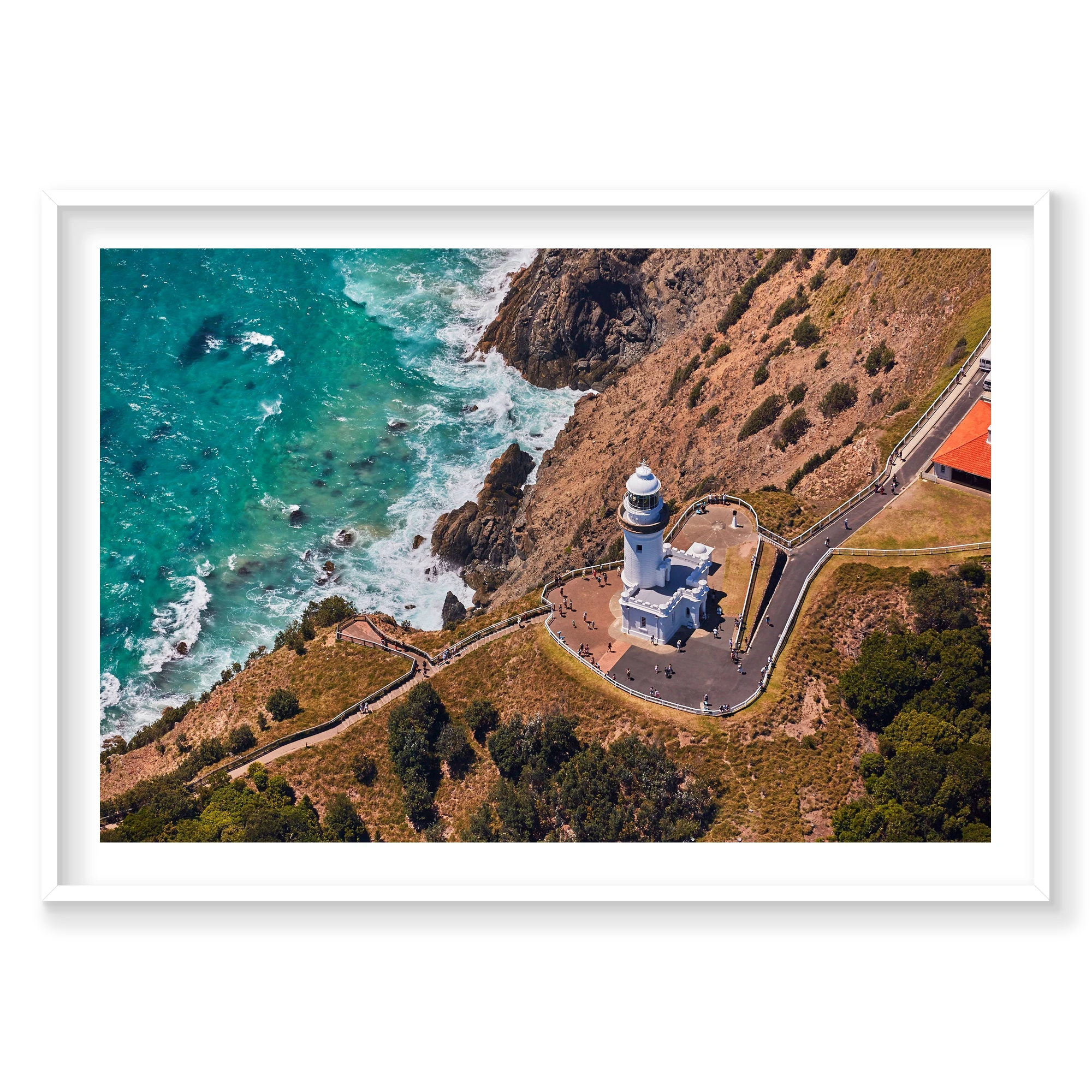 Light House, Byron Bay, Horizontal Print, white Victorian Ash frame