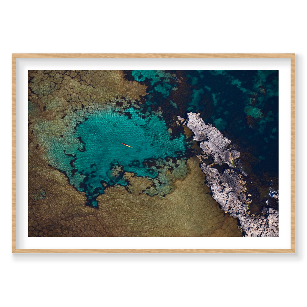 Lone Kayak, Rottnest Island, WA, Horizontal Print, natural Victorian Ash frame