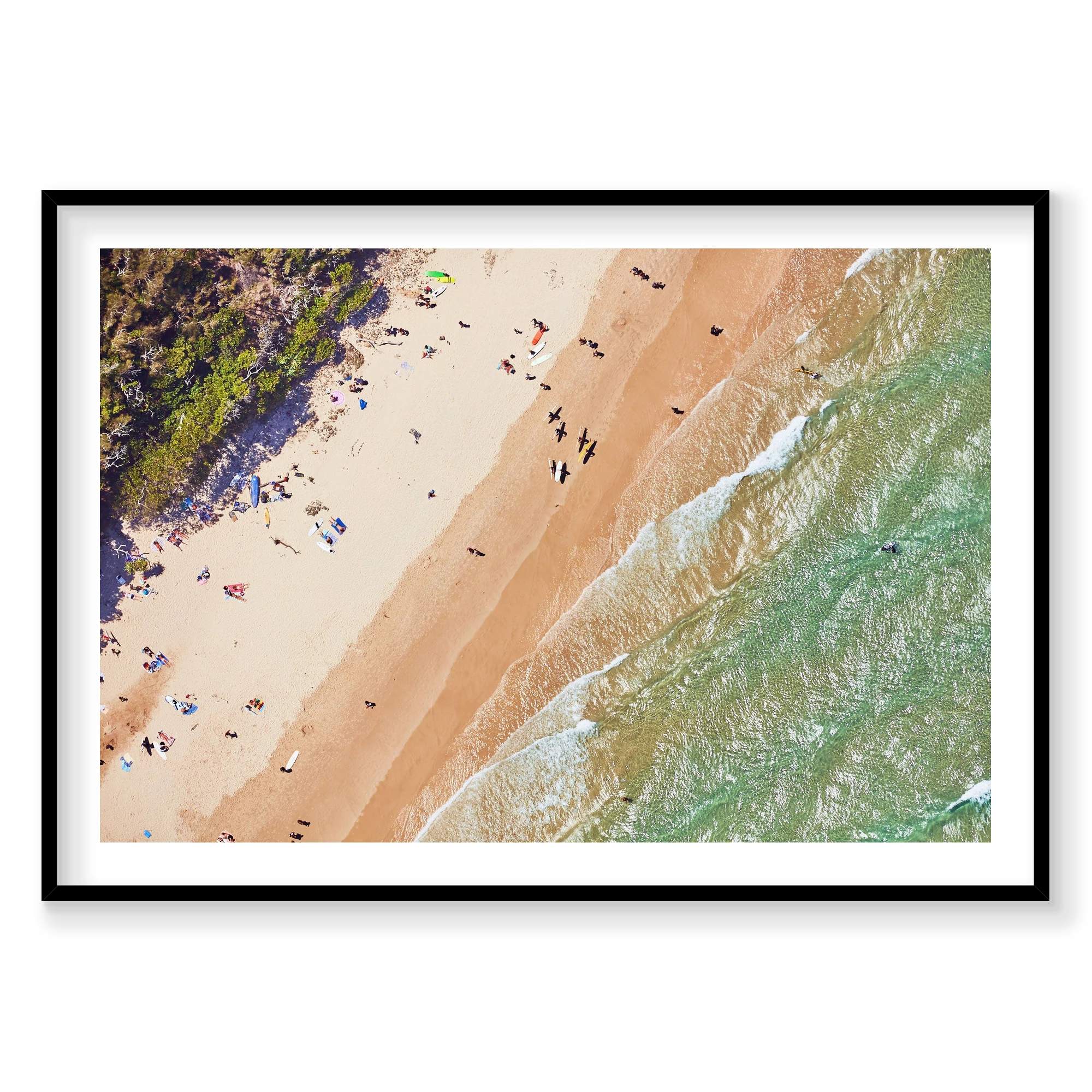 Main Beach, Byron Bay, Horizontal Print, black Victorian Ash frame