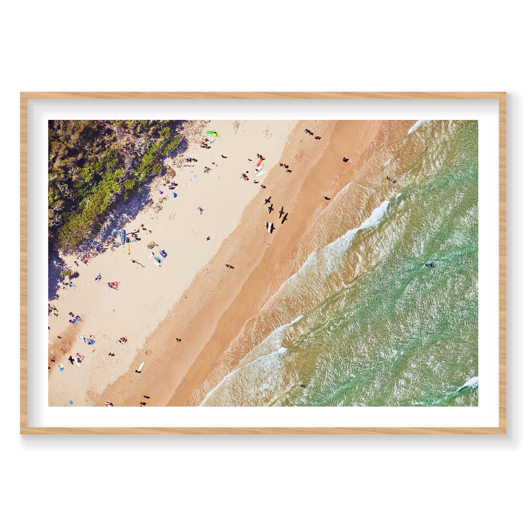 Main Beach, Byron Bay, Horizontal Print, natural Victorian Ash frame