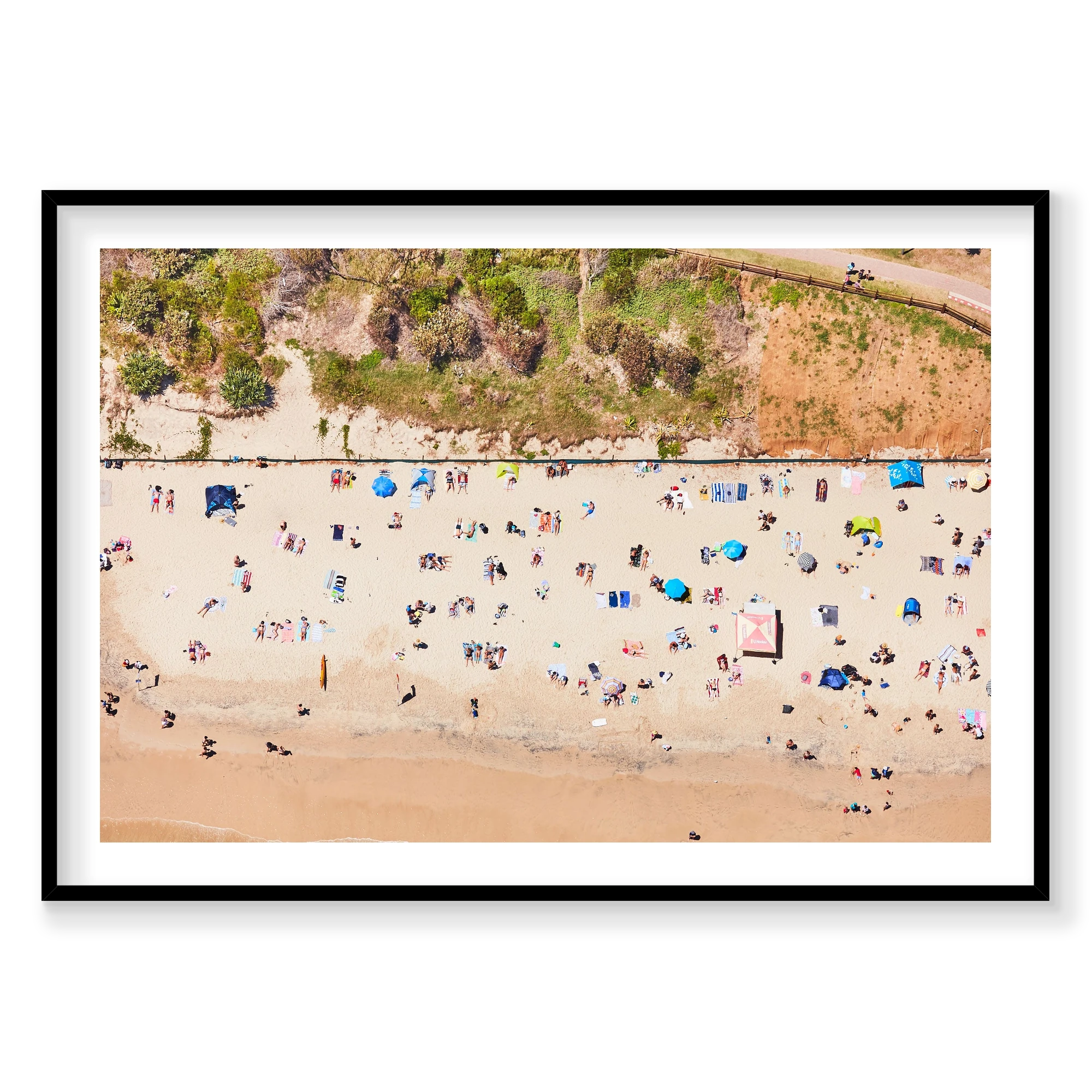 Main Beach, Byron Bay, Horizontal Print, black Victorian Ash frame