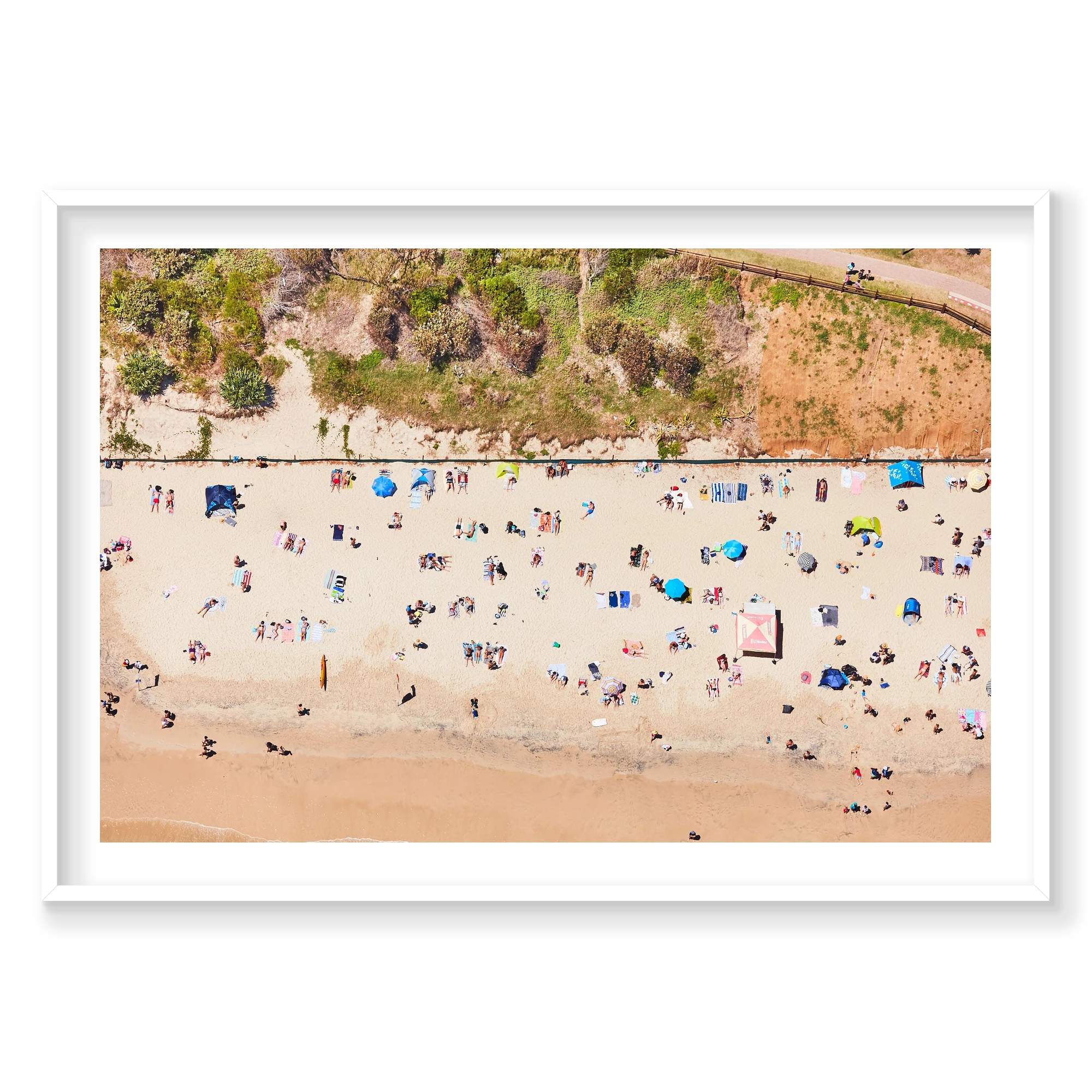 Main Beach, Byron Bay, Horizontal Print, white Victorian Ash frame