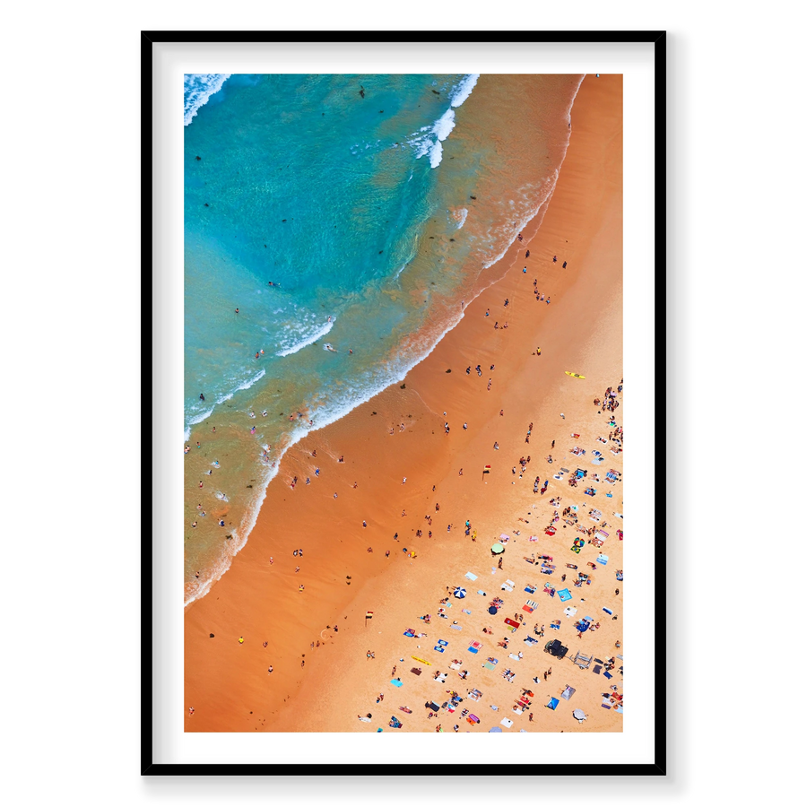 Manly Coastline, Vertical Print, black Victorian Ash frame