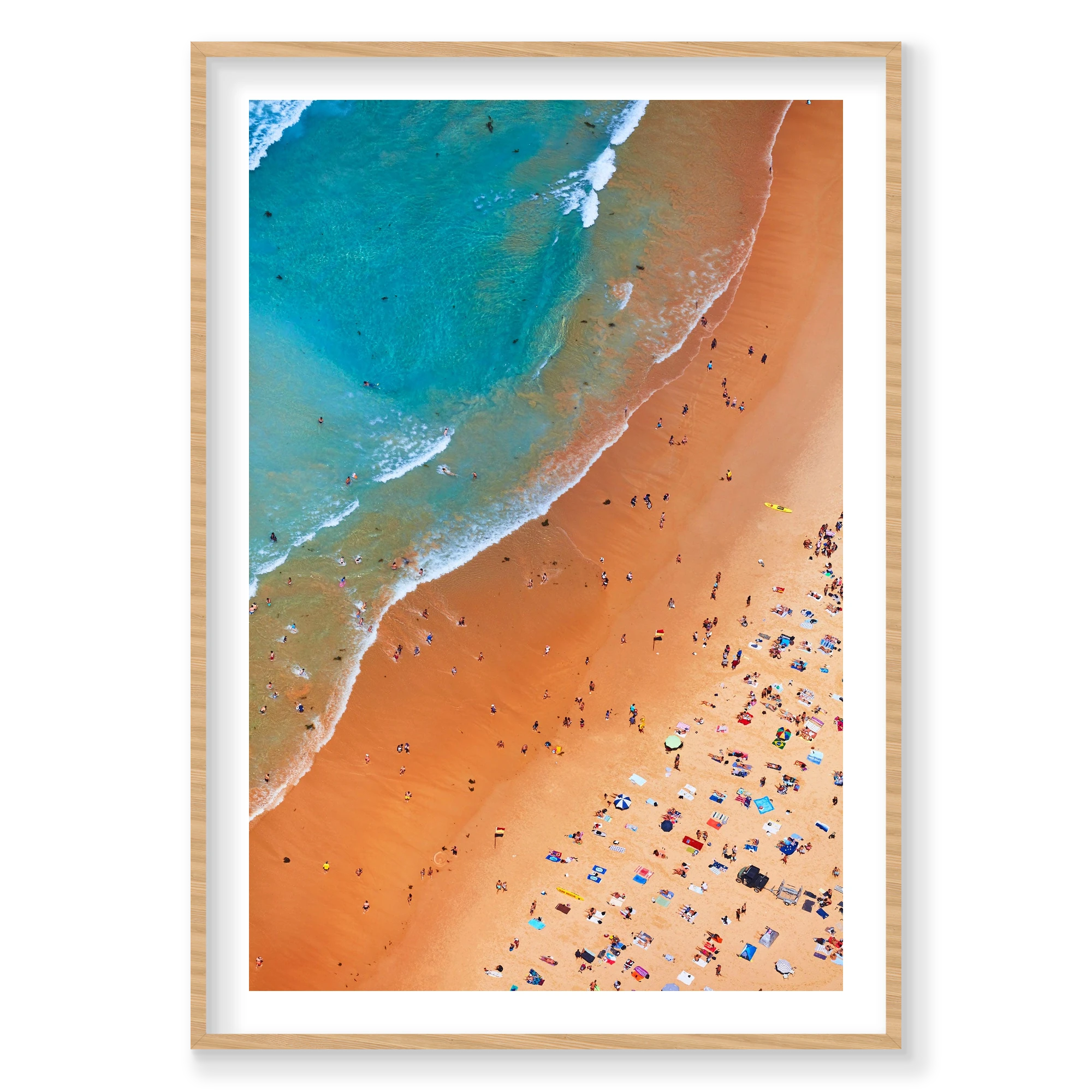 Manly Coastline, Vertical Print, natural Victorian Ash frame