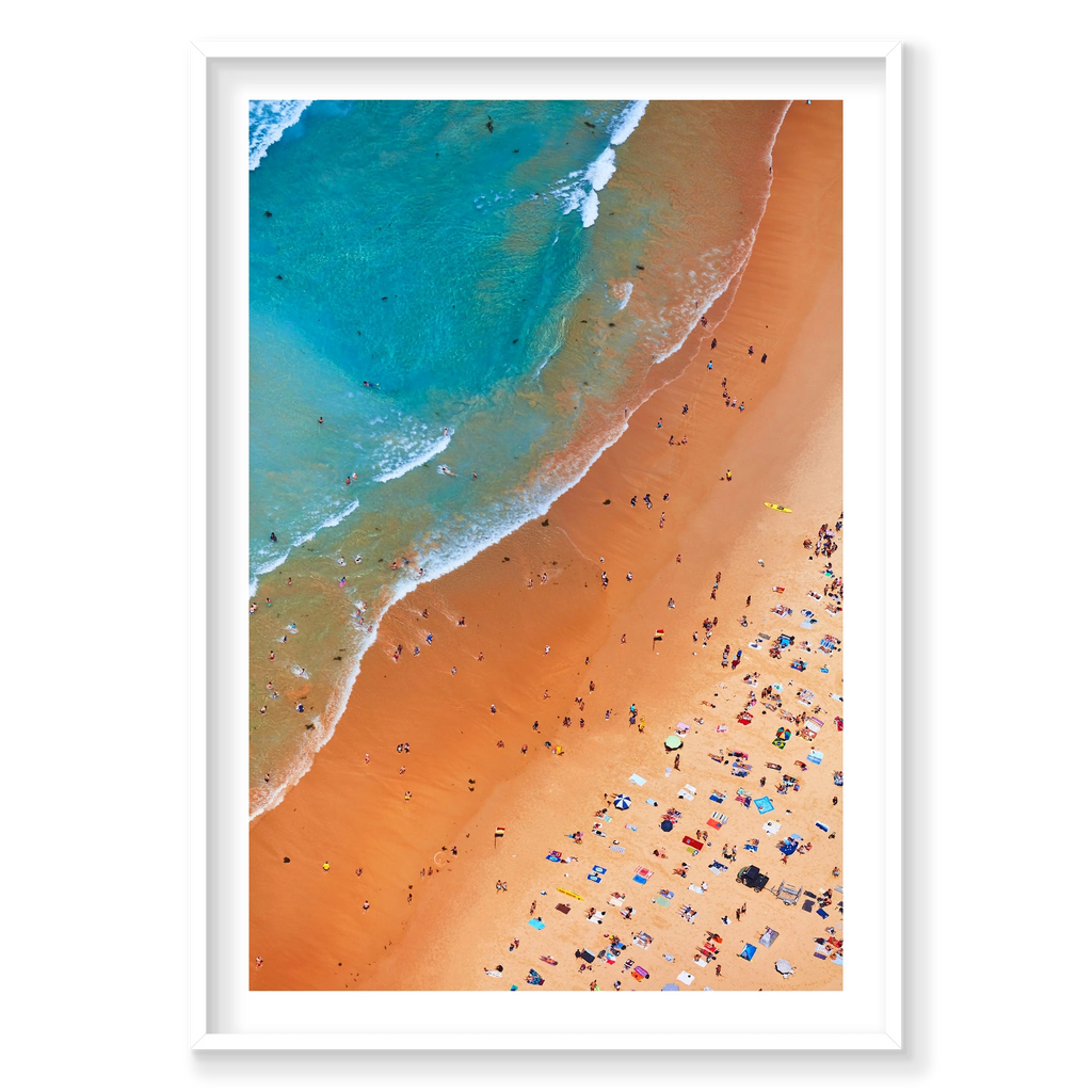 Manly Coastline, Vertical Print, white Victorian Ash frame