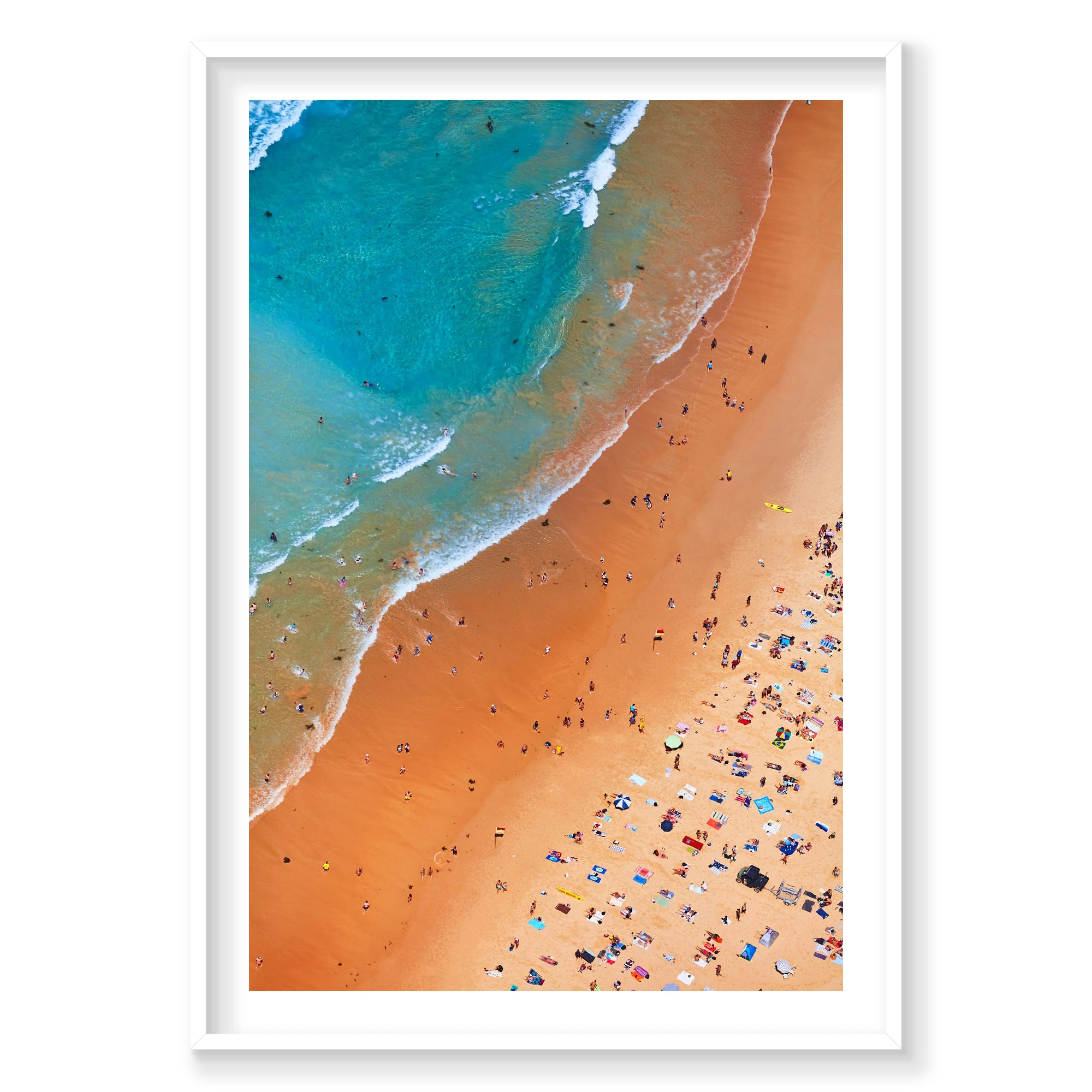 Manly Coastline, Vertical Print, white Victorian Ash frame