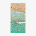 Aerial view of Manly Beach with swimmers and turquoise waves, NSW Australia, quick-dry beach towel by Remy Gerega